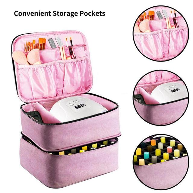 Nail Polish Storage Bag Double-Layered Large Capacity Cosmetic Bag For 30  Bottles Of Nail Polish For Fingernail Dryer Suitcase - AliExpress